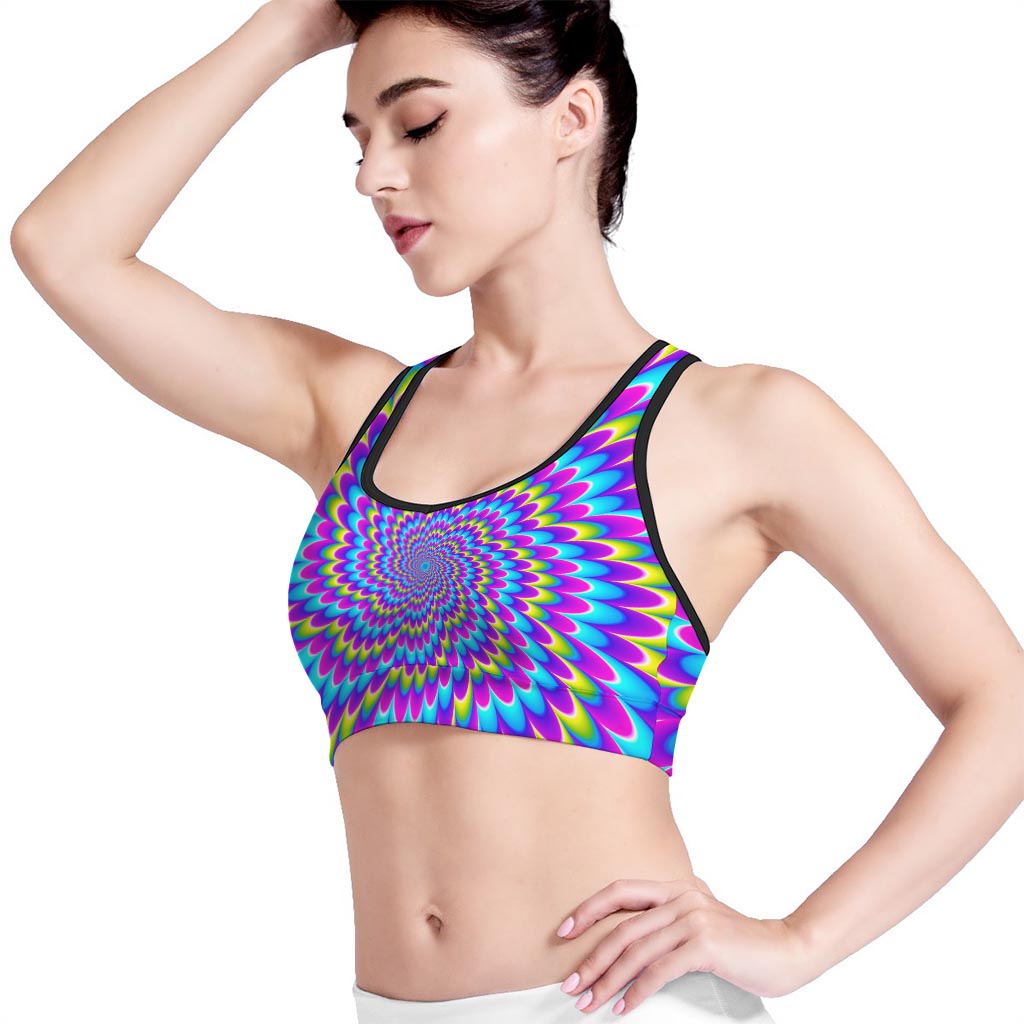 Abstract Dizzy Moving Optical Illusion Women's Sports Bra