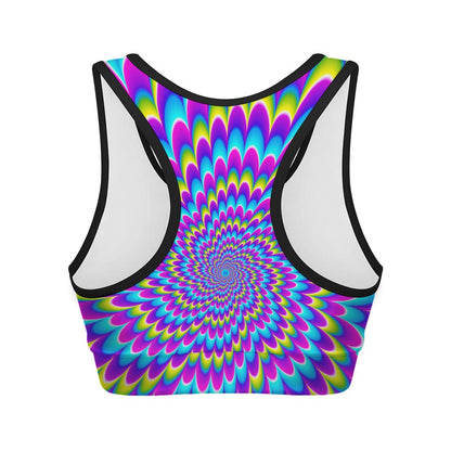 Abstract Dizzy Moving Optical Illusion Women's Sports Bra