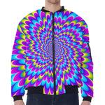 Abstract Dizzy Moving Optical Illusion Zip Sleeve Bomber Jacket