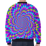 Abstract Dizzy Moving Optical Illusion Zip Sleeve Bomber Jacket