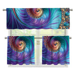 Abstract Fractal Print 3 Piece Kitchen Curtains
