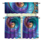 Abstract Fractal Print 3 Piece Kitchen Curtains