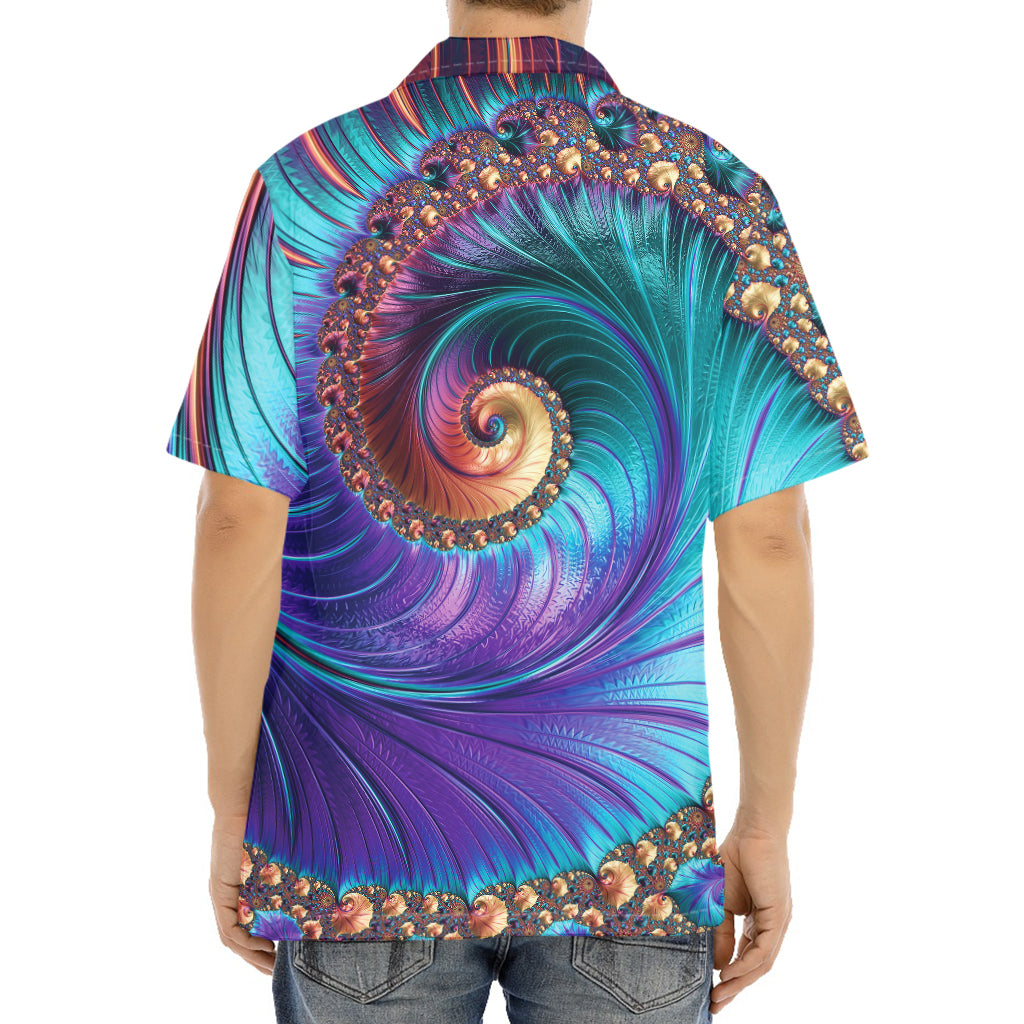 Abstract Fractal Print Aloha Shirt