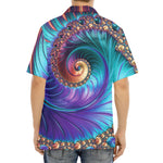 Abstract Fractal Print Aloha Shirt
