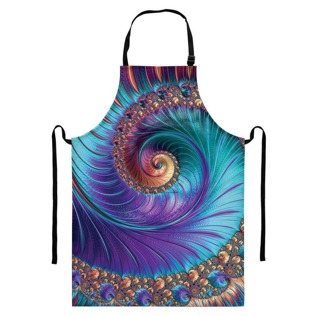Abstract Fractal Print Bib Apron With Pocket