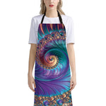 Abstract Fractal Print Bib Apron With Pocket