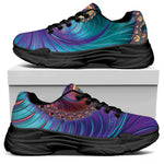 Abstract Fractal Print Black Chunky Shoes