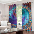 Abstract Fractal Print Dimout Grommet Curtains