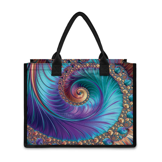 Abstract Fractal Print Canvas Tote Bag
