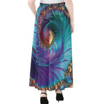 Abstract Fractal Print Chiffon Maxi Skirt