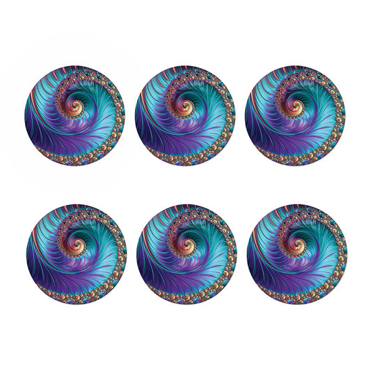 Abstract Fractal Print Coaster Set