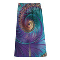 Abstract Fractal Print Cotton Front Slit Maxi Skirt