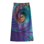 Abstract Fractal Print Cotton Front Slit Maxi Skirt