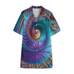 Abstract Fractal Print Cotton Hawaiian Shirt