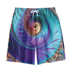 Abstract Fractal Print Cotton Shorts