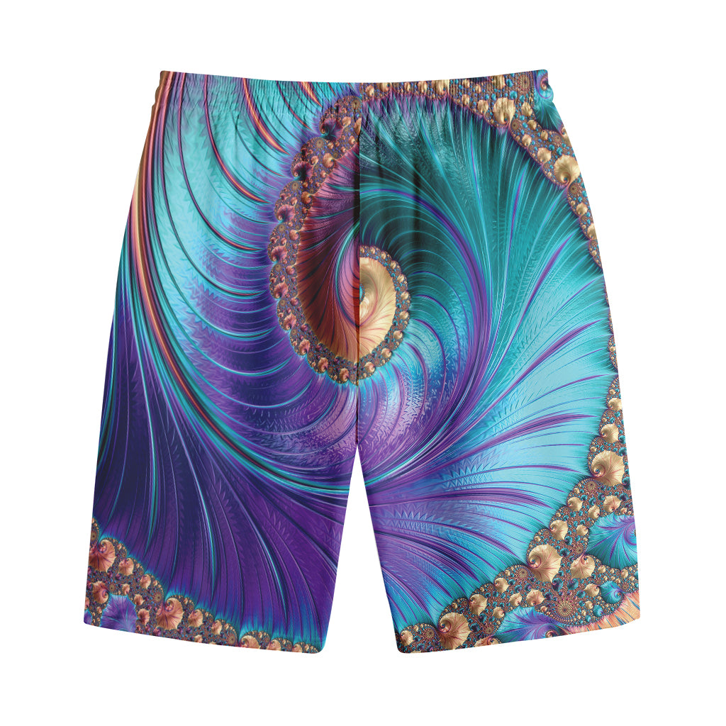 Abstract Fractal Print Cotton Shorts