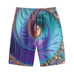 Abstract Fractal Print Cotton Shorts