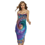 Abstract Fractal Print Cross Back Cami Dress