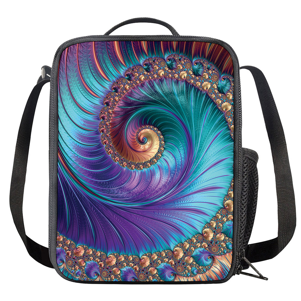 Abstract Fractal Print Crossbody Lunch Bag