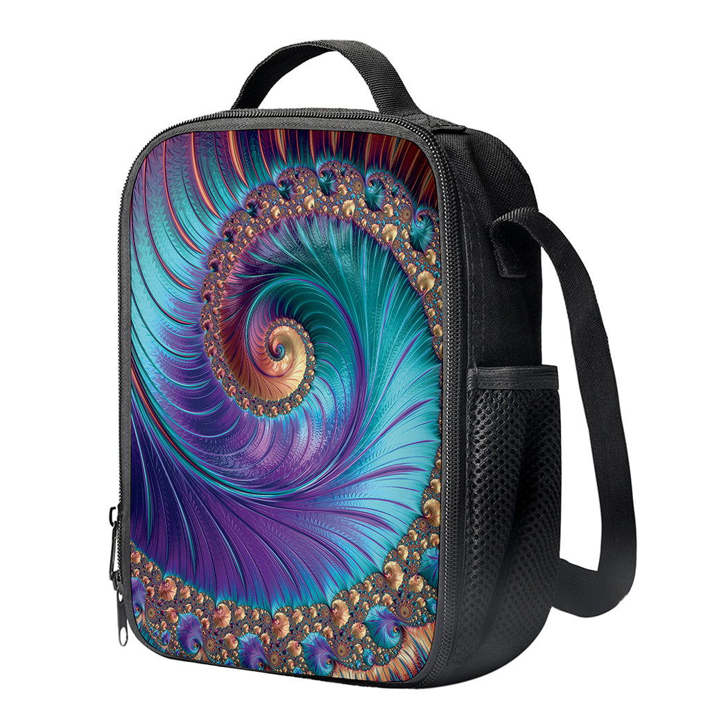 Abstract Fractal Print Crossbody Lunch Bag