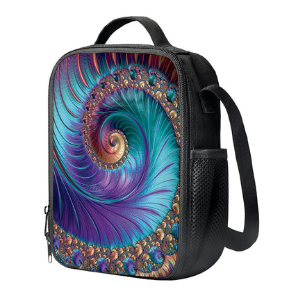Abstract Fractal Print Crossbody Lunch Bag