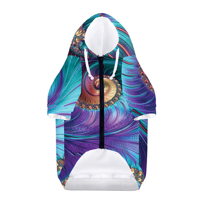 Abstract Fractal Print Dog Zip Up Hoodie