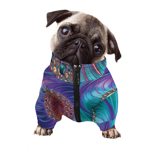Abstract Fractal Print Dog Zip Up Jacket