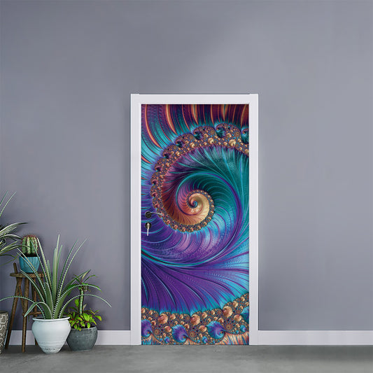 Abstract Fractal Print Door Sticker
