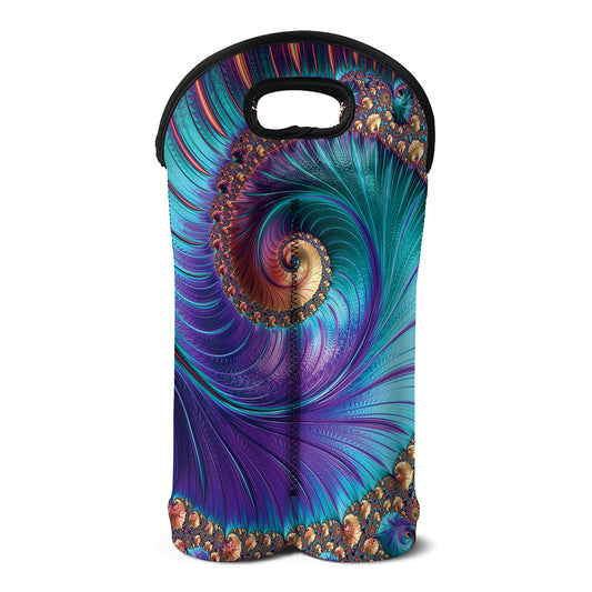 Abstract Fractal Print Double Neoprene Wine Tote