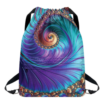 Abstract Fractal Print Drawstring Backpack