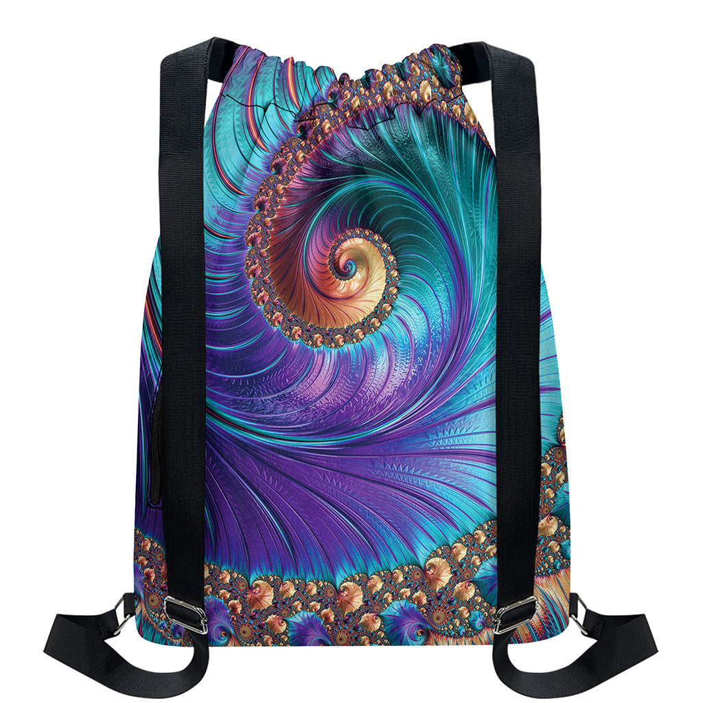 Abstract Fractal Print Drawstring Backpack