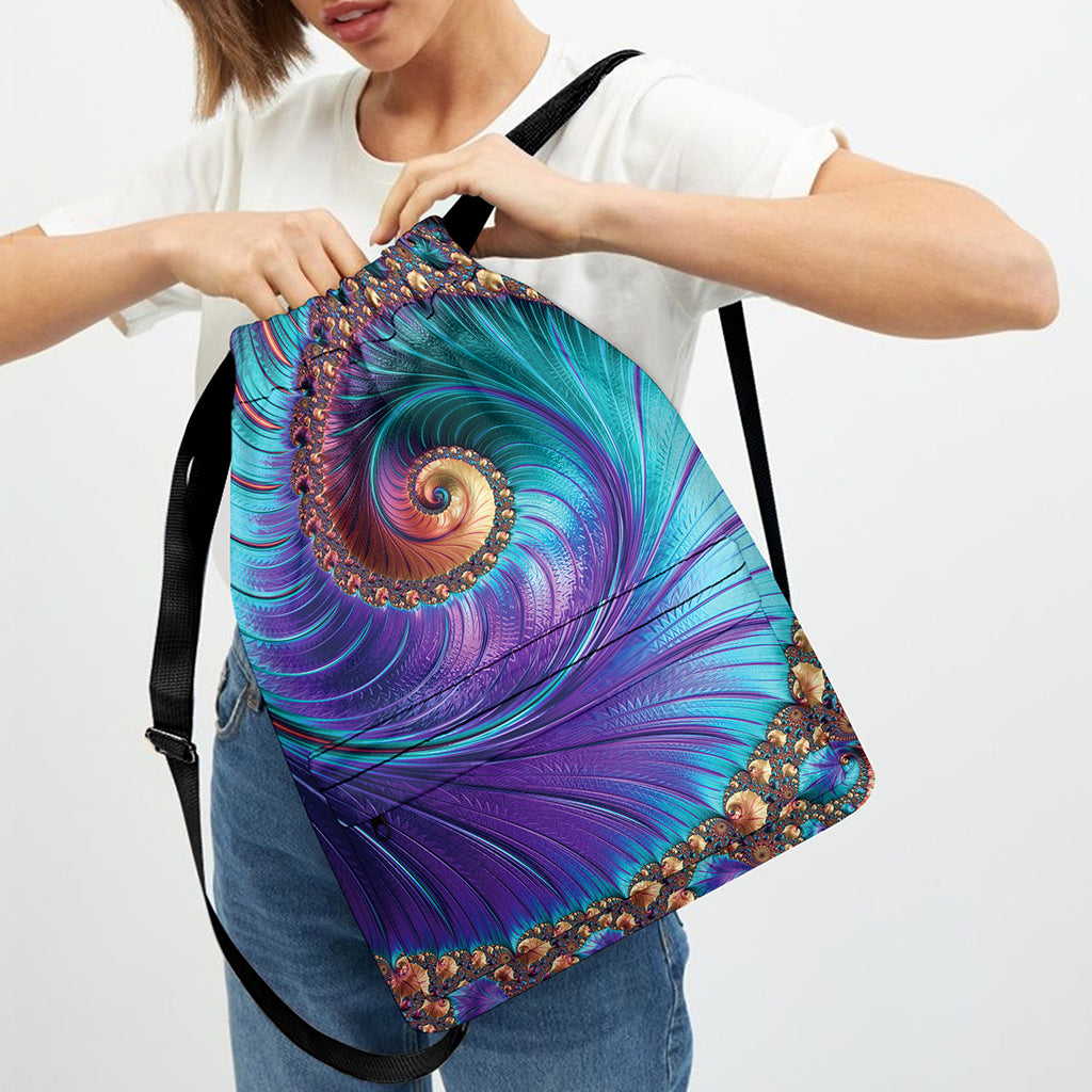 Abstract Fractal Print Drawstring Backpack