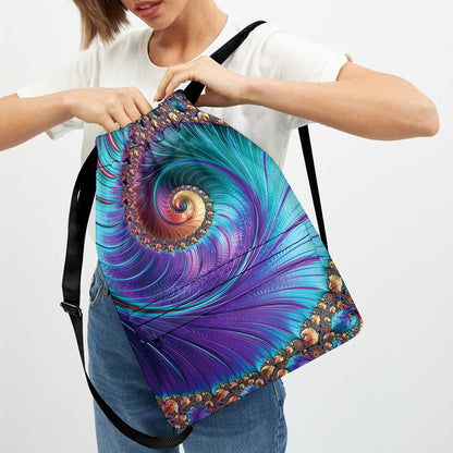 Abstract Fractal Print Drawstring Backpack