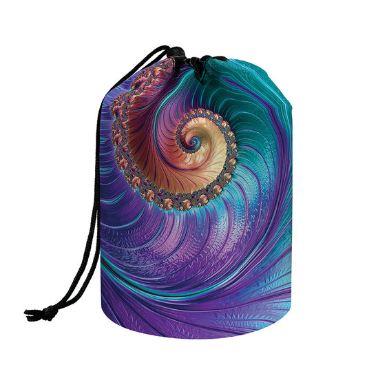 Abstract Fractal Print Drawstring Makeup Bag