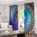 Abstract Fractal Print Extra Wide Grommet Curtains