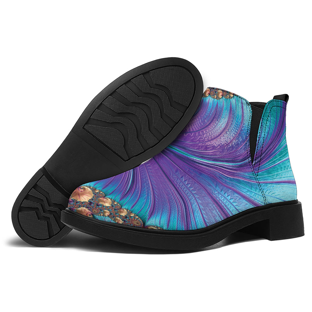 Abstract Fractal Print Flat Ankle Boots