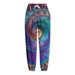 Abstract Fractal Print Fleece Lined Knit Pants