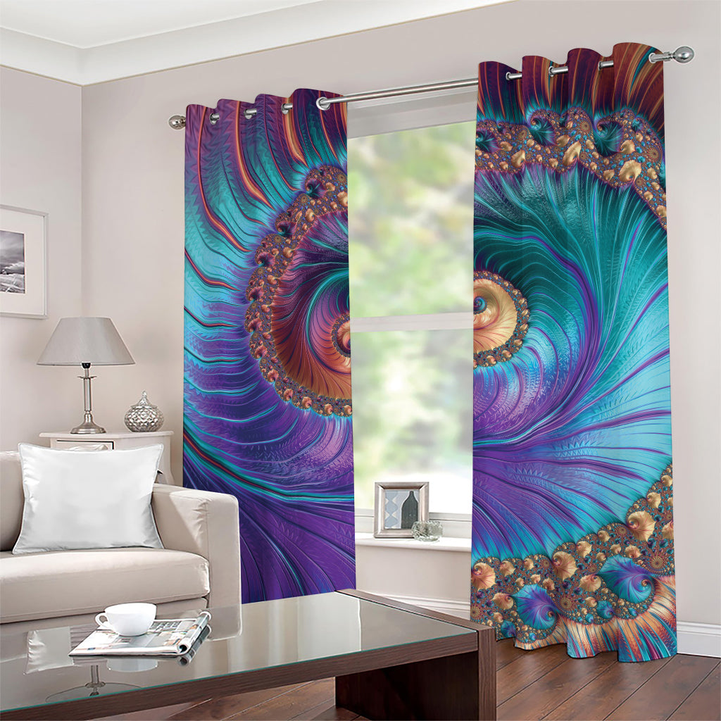 Abstract Fractal Print Grommet Curtains