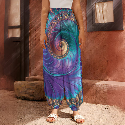 Abstract Fractal Print Harem Pants