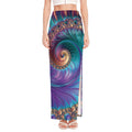 Abstract Fractal Print High Slit Maxi Skirt