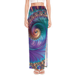 Abstract Fractal Print High Slit Maxi Skirt