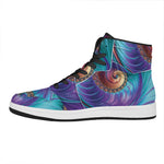 Abstract Fractal Print High Top Leather Sneakers