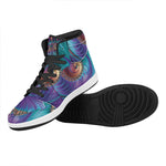Abstract Fractal Print High Top Leather Sneakers