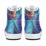 Abstract Fractal Print High Top Leather Sneakers