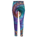 Abstract Fractal Print High-Waisted Pocket Leggings
