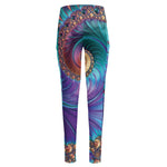 Abstract Fractal Print High-Waisted Pocket Leggings