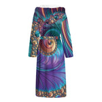 Abstract Fractal Print Hooded Bathrobe