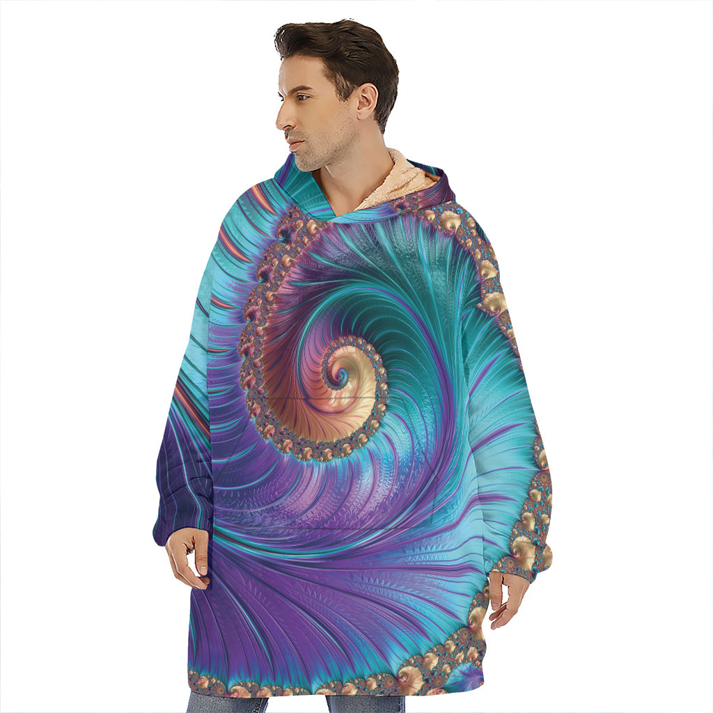 Abstract Fractal Print Hoodie Blanket