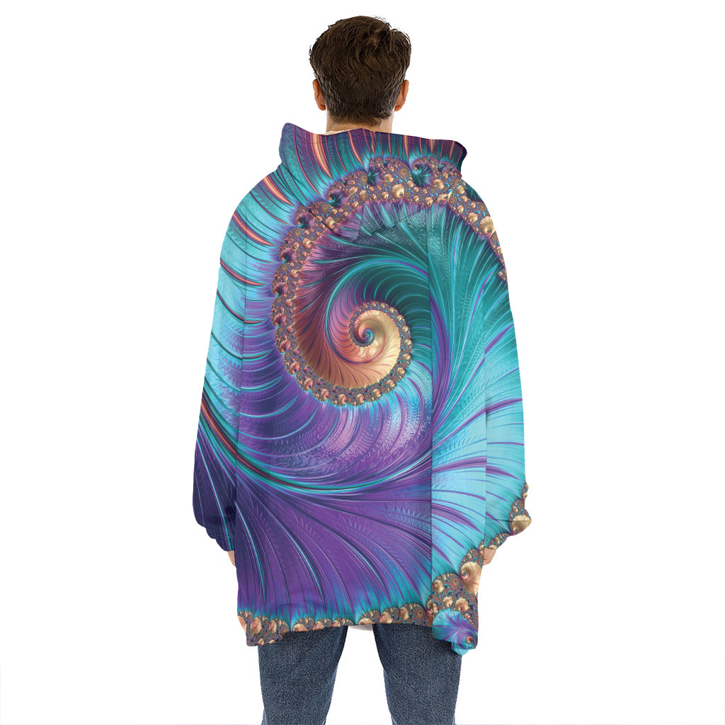 Abstract Fractal Print Hoodie Blanket