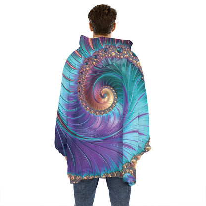 Abstract Fractal Print Hoodie Blanket